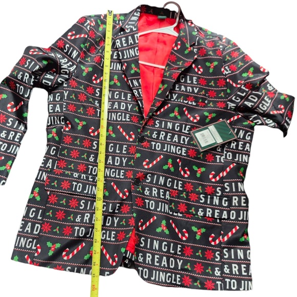 LIFE OF THE PARTY mens UGLY tacky Christmas blazer Single & ready to JINGLE NWT - Picture 6 of 7